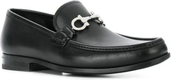 Salvatore Ferragamo Zwarte platte schoenen met paardenbit detail Black Heren