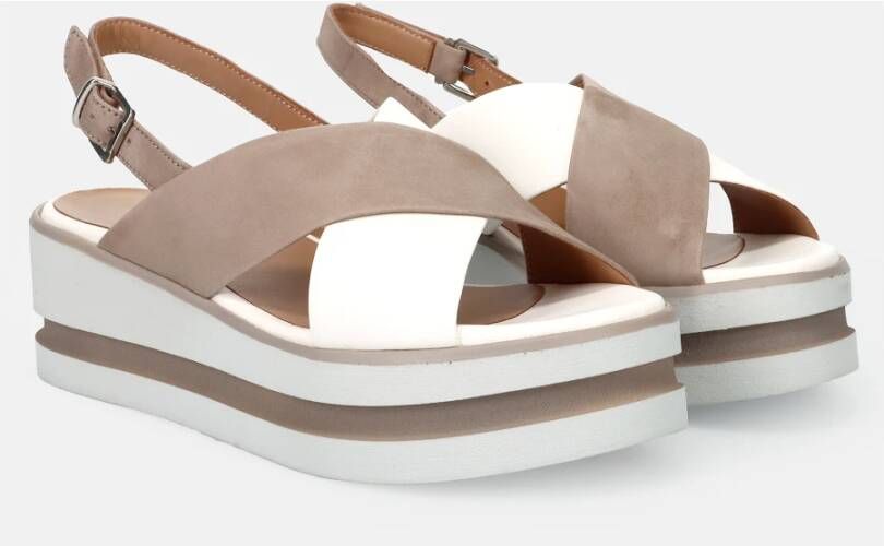 Sangiorgio Beige Sleehak Sandalen Beige Dames