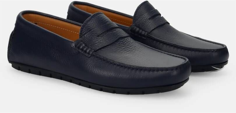 Sangiorgio Blauwe Leren Mocassins Blue Heren