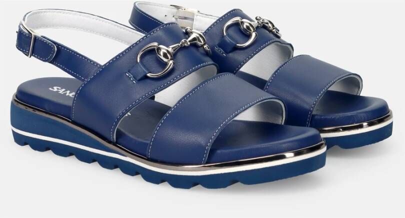 Sangiorgio Blauwe Leren Sandalen Blue Dames