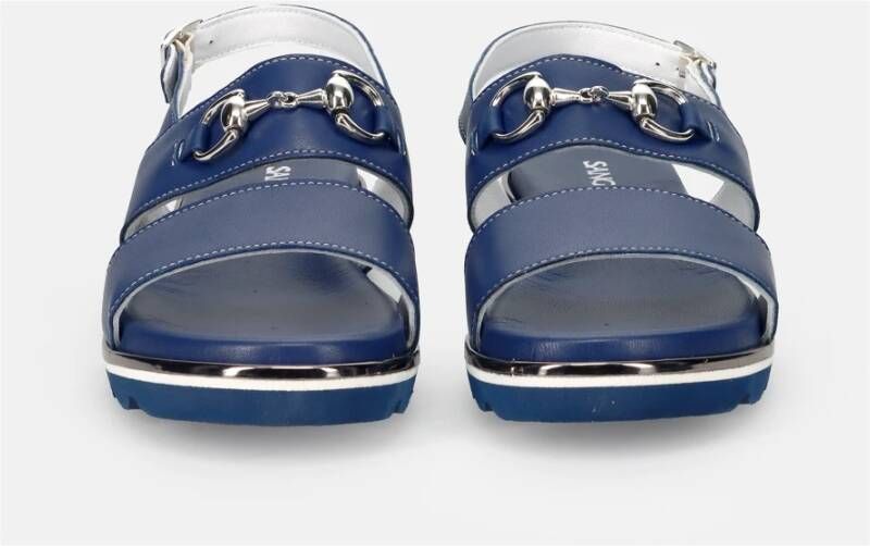 Sangiorgio Blauwe Leren Sandalen Blue Dames