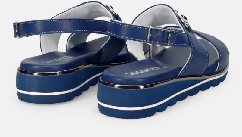 Sangiorgio Blauwe Leren Sandalen Blue Dames