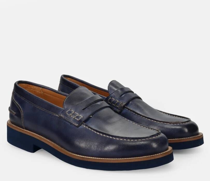 Sangiorgio Blauwe Mocassin Schoenen Blue Heren