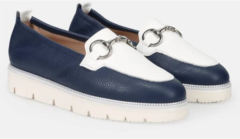 Sangiorgio Blauwe Slip-On Mocassin Horsebit Schoen Blue Dames