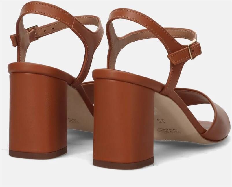 Sangiorgio Bruin Leren Blokhak Sandalen Brown Dames