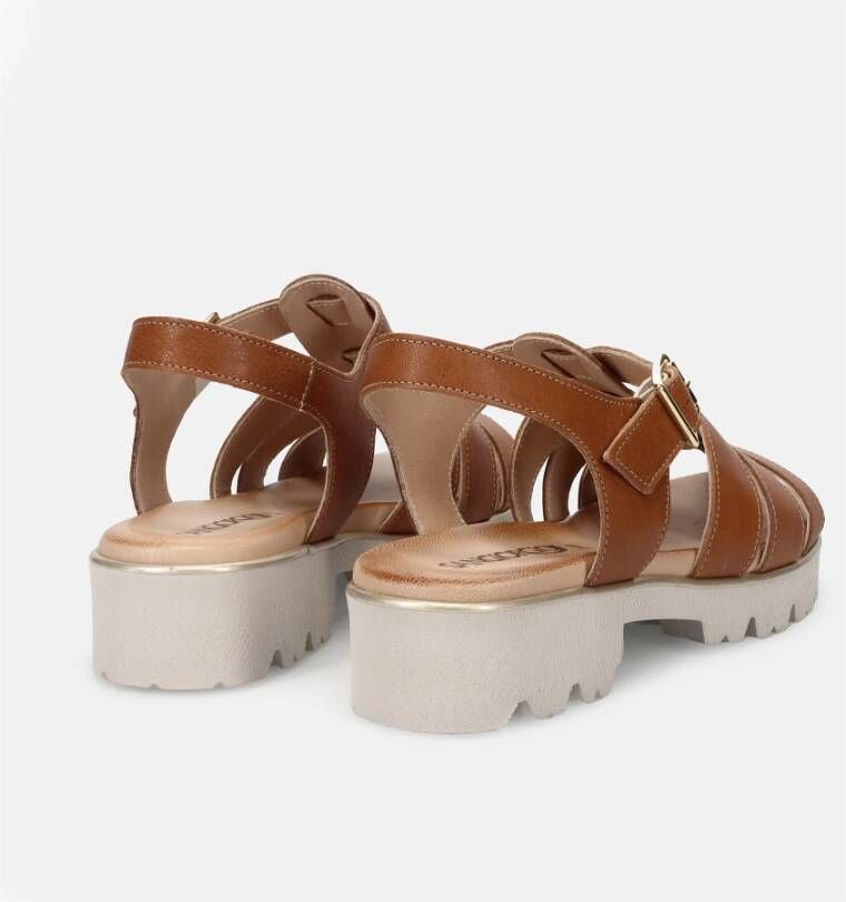 Sangiorgio Bruin Leren Sandalen Licht Stijlvol Brown Dames