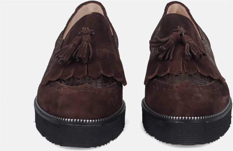 Sangiorgio Donkerbruine Sneakers met Franje en Kwastjes Brown Dames