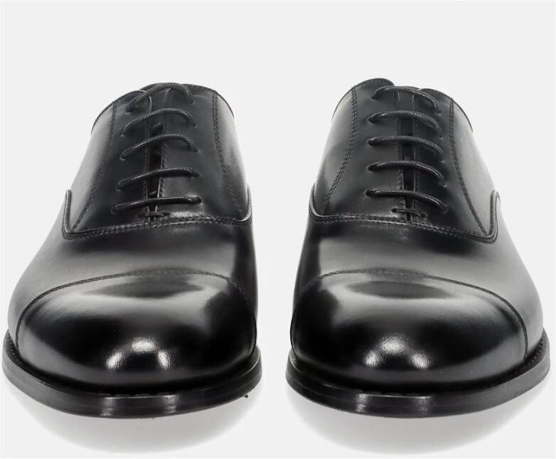 Sangiorgio Elegante Zwarte Leren Oxfords Schoenen Black Heren