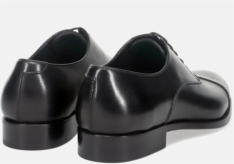 Sangiorgio Elegante Zwarte Leren Oxfords Schoenen Black Heren