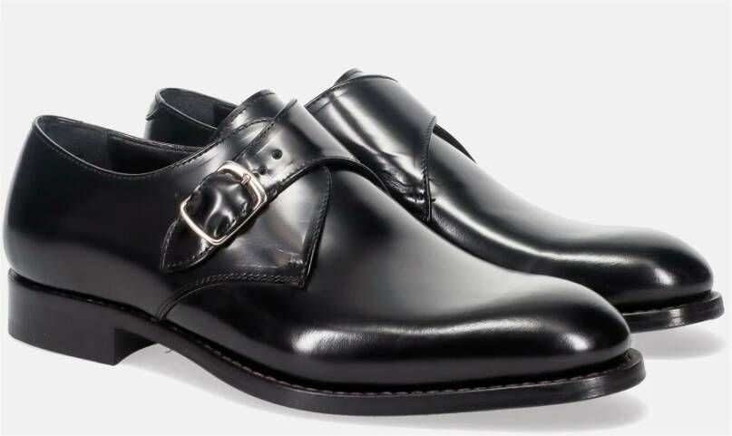 Sangiorgio Elegante Zwarte Monk Strap Schoenen Black Heren