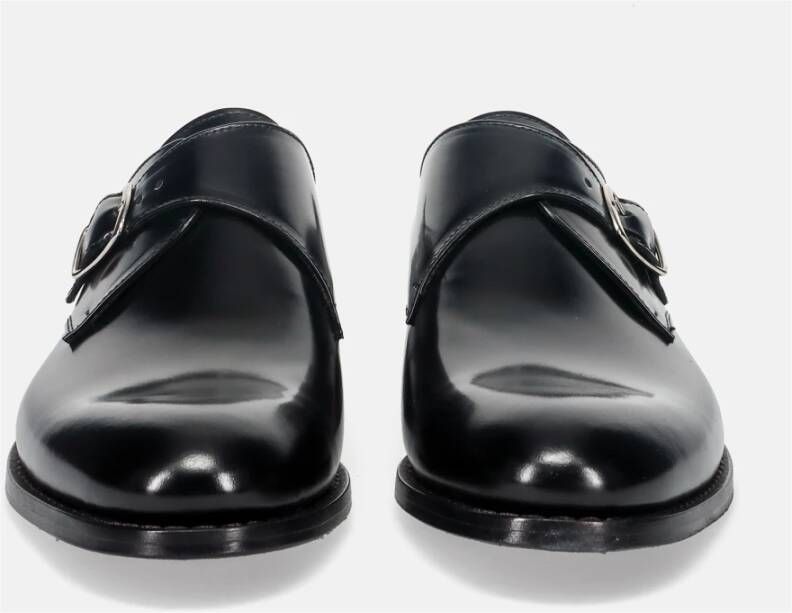 Sangiorgio Elegante Zwarte Monk Strap Schoenen Black Heren