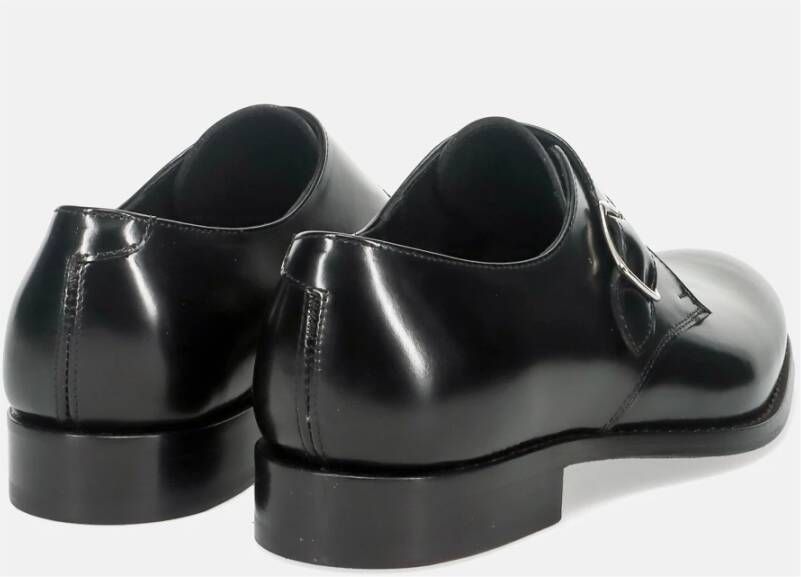 Sangiorgio Elegante Zwarte Monk Strap Schoenen Black Heren