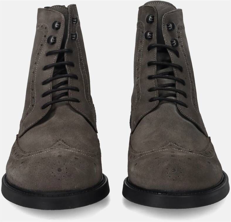 Sangiorgio Grijze Veterschoenen met Neusdetail Gray Heren