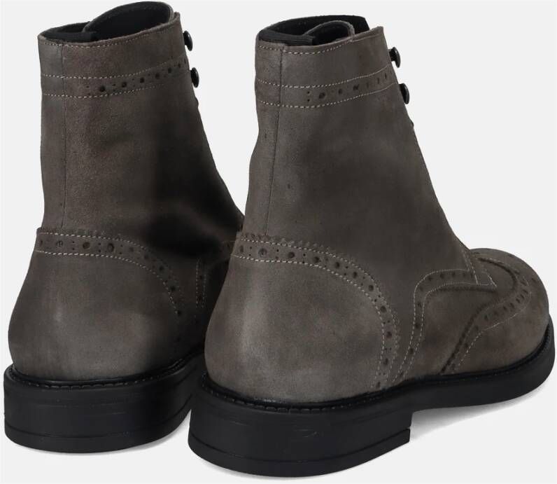 Sangiorgio Grijze Veterschoenen met Neusdetail Gray Heren