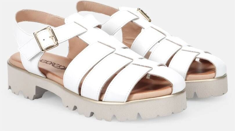 Sangiorgio Witte Leren Sandalen White Dames