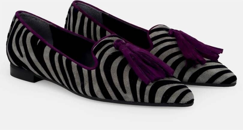 Sangiorgio Zebra Print Platte Schoenen Grijs Gray Dames