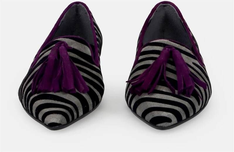 Sangiorgio Zebra Print Platte Schoenen Grijs Gray Dames