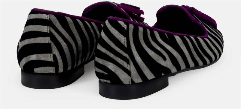 Sangiorgio Zebra Print Platte Schoenen Grijs Gray Dames