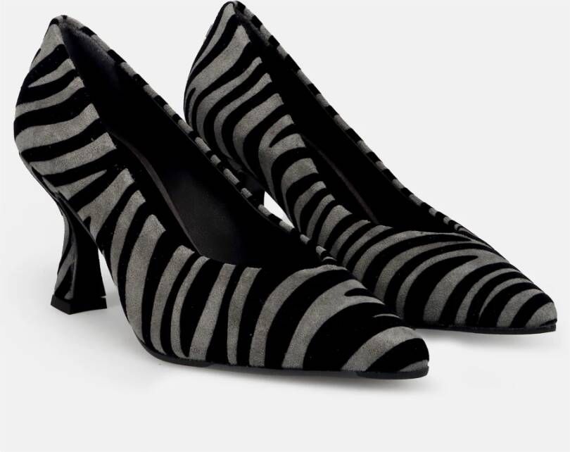 Sangiorgio Zebra Print Suède Pumps Grijze Hak Gray Dames