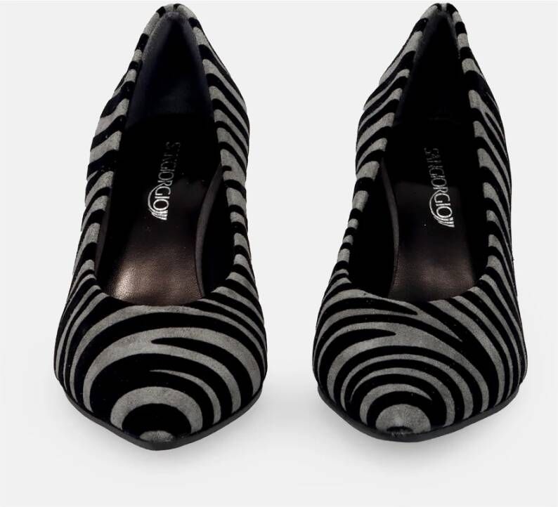 Sangiorgio Zebra Print Suède Pumps Grijze Hak Gray Dames