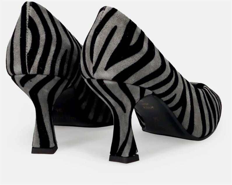 Sangiorgio Zebra Print Suède Pumps Grijze Hak Gray Dames