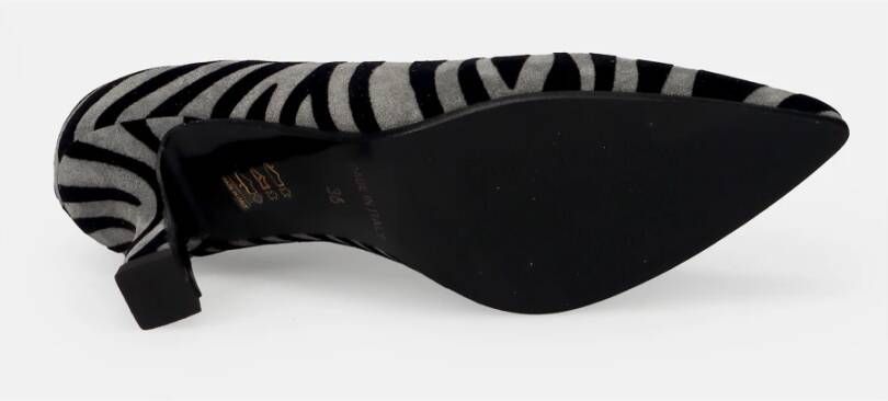 Sangiorgio Zebra Print Suède Pumps Grijze Hak Gray Dames