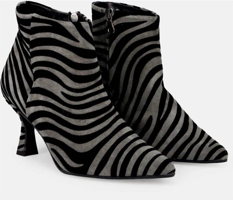 Sangiorgio Zebra Suède Enkellaarzen Grijs Gray Dames