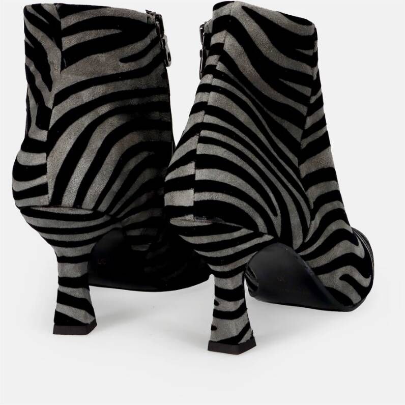 Sangiorgio Zebra Suède Enkellaarzen Grijs Gray Dames