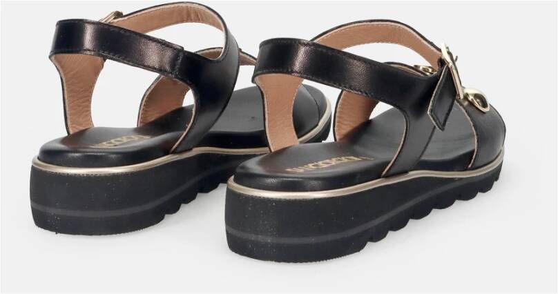 Sangiorgio Zwarte Leren Comfort Sandalen Black Dames