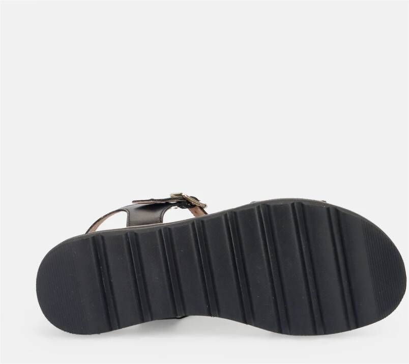 Sangiorgio Zwarte Leren Comfort Sandalen Black Dames