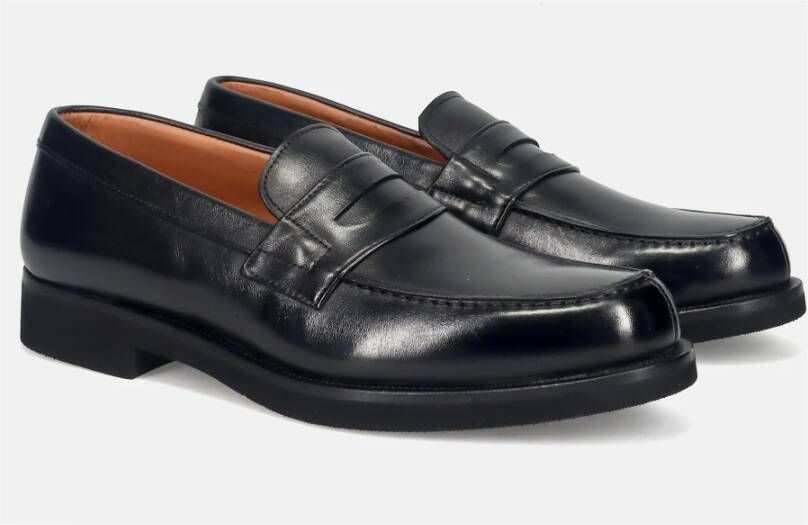 Sangiorgio Zwarte leren mocassin schoenen Black Heren