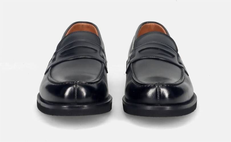 Sangiorgio Zwarte leren mocassin schoenen Black Heren