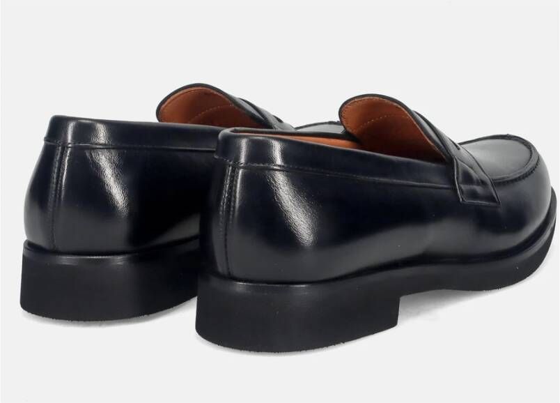 Sangiorgio Zwarte leren mocassin schoenen Black Heren