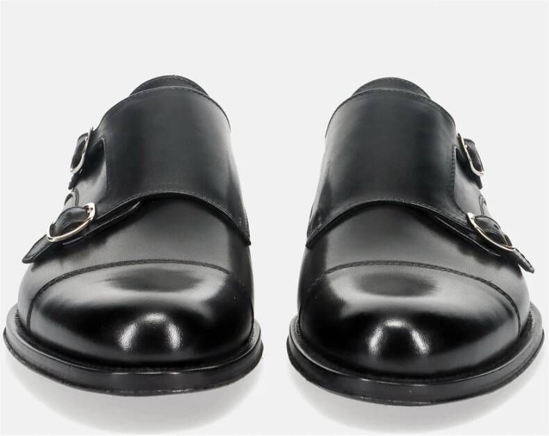 Sangiorgio Zwarte Monk Strap Leren Schoenen Black Heren