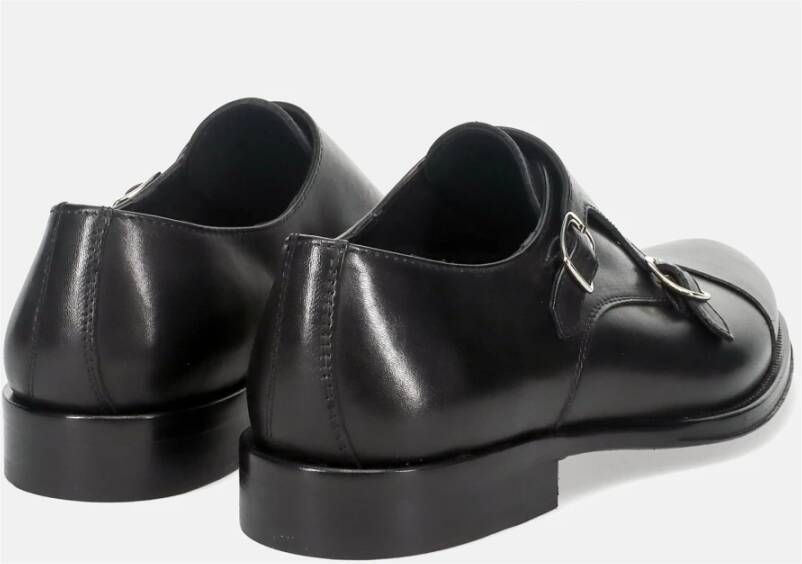 Sangiorgio Zwarte Monk Strap Leren Schoenen Black Heren