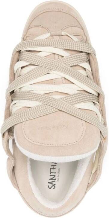 Santha Beige Suède Sneaker met Gewatteerd Ontwerp Gray Heren