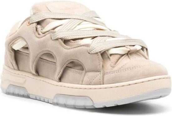 Santha Beige Suède Sneaker met Gewatteerd Ontwerp Gray Heren