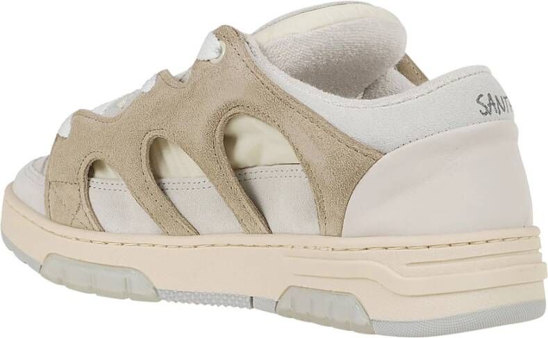 Santha Stijlvolle witte sneakers met mesh en suède Beige Dames