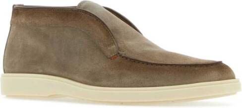 Santoni Premium Dove Grey Suede Enkellaarzen Grijs Heren