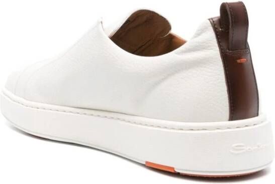 Santoni Beige Leren Instap Sneakers White Heren