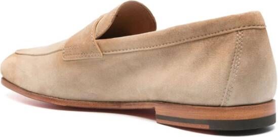 Santoni Beige Leren Loafer met Suède Zool Beige Heren