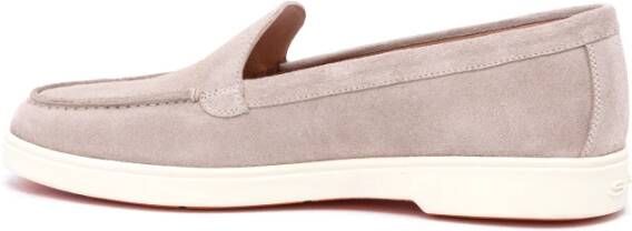 Santoni Beige Leren Mocassins Platte Rubberen Zool Beige Dames