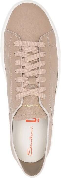 Santoni Beige Leren Panel Sneaker Beige Heren