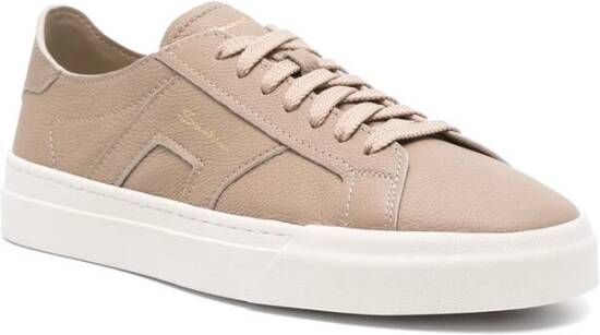 Santoni Beige Leren Panel Sneaker Beige Heren