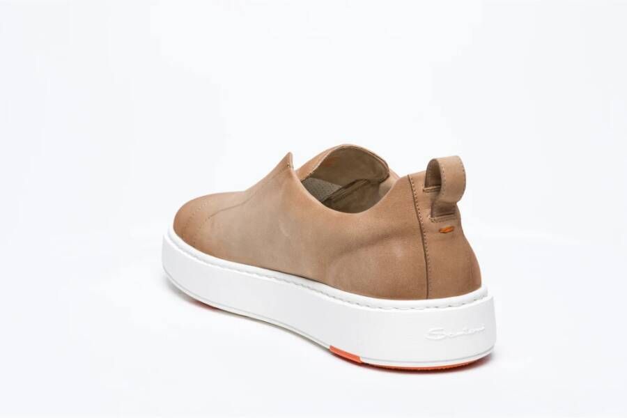 Santoni Beige Slip-On Leren Sneakers Beige Heren