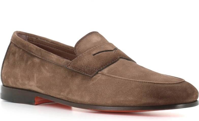 Santoni Beige Suède Loafer Goodyear Constructie Beige Heren