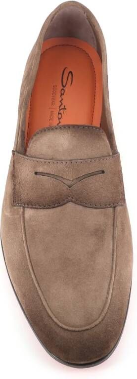 Santoni Beige Suède Loafer Goodyear Constructie Beige Heren