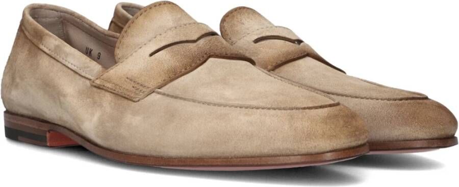 Santoni Beige Suede Loafers 18837 Carlo Beige Heren