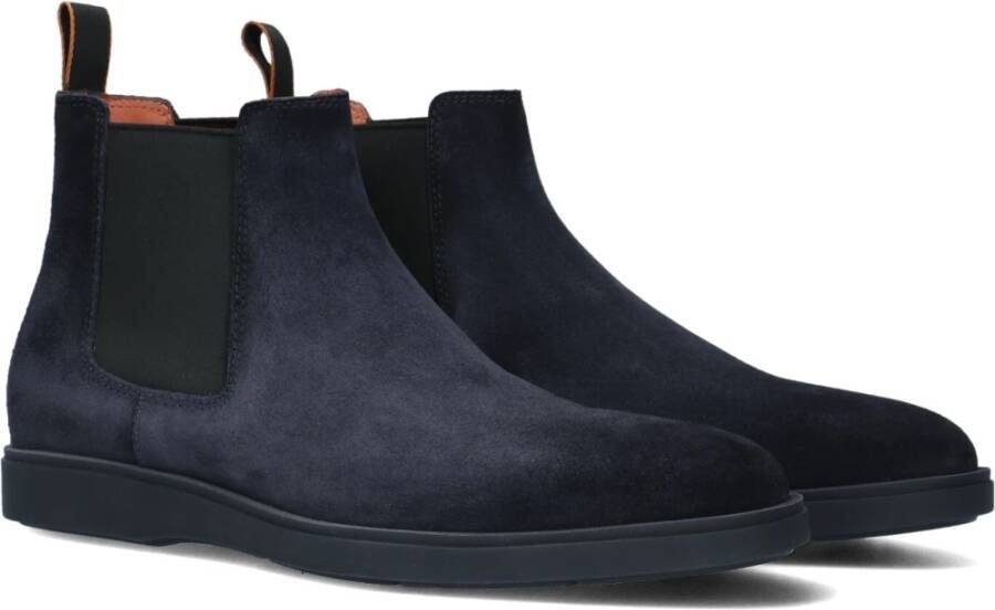 Santoni Blauw Leren Herenlaarzen 18588 Blue Heren