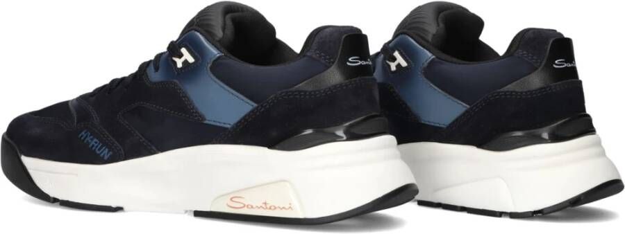 Santoni Blauw Suède Heren Sneakers Hy-run Blue Heren